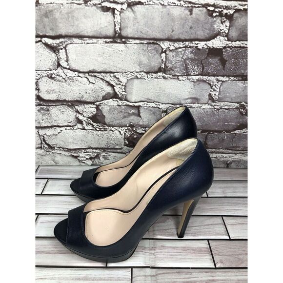 Miu Miu Blue Leather Peep Toe Platform Stiletto Heels Women’s Sz 37EU/6.5M US - Picture 9 of 16